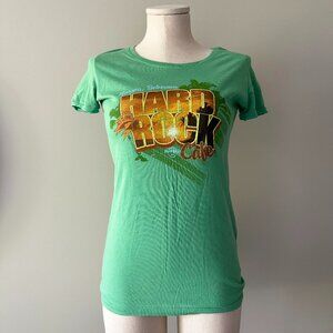 Nassau Bahamas Hard Rock Cafe T-Shirt Green Womens Size M Short Sleeve Tee